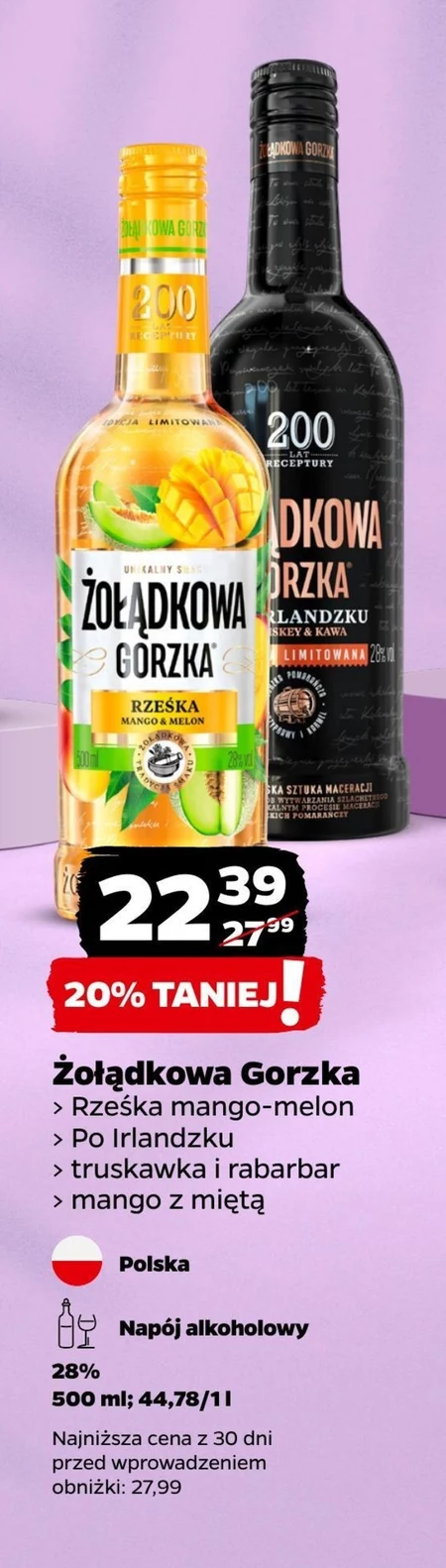 Napój alkoholowy Żołądkowa Gorzka