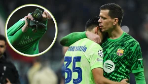Wojciech Szczęsny w barwach Arsenalu (z lewej) oraz FC Barcelona