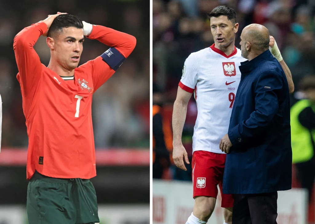 Na zdjęciu Cristiano Ronaldo, Robert Lewandowski i Michał Probierz Na zdjęciu Cristiano Ronaldo, Robert Lewandowski i Michał Probierz