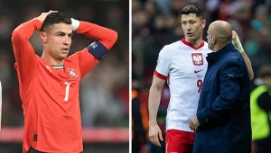 Na zdjęciu Cristiano Ronaldo, Robert Lewandowski i Michał Probierz