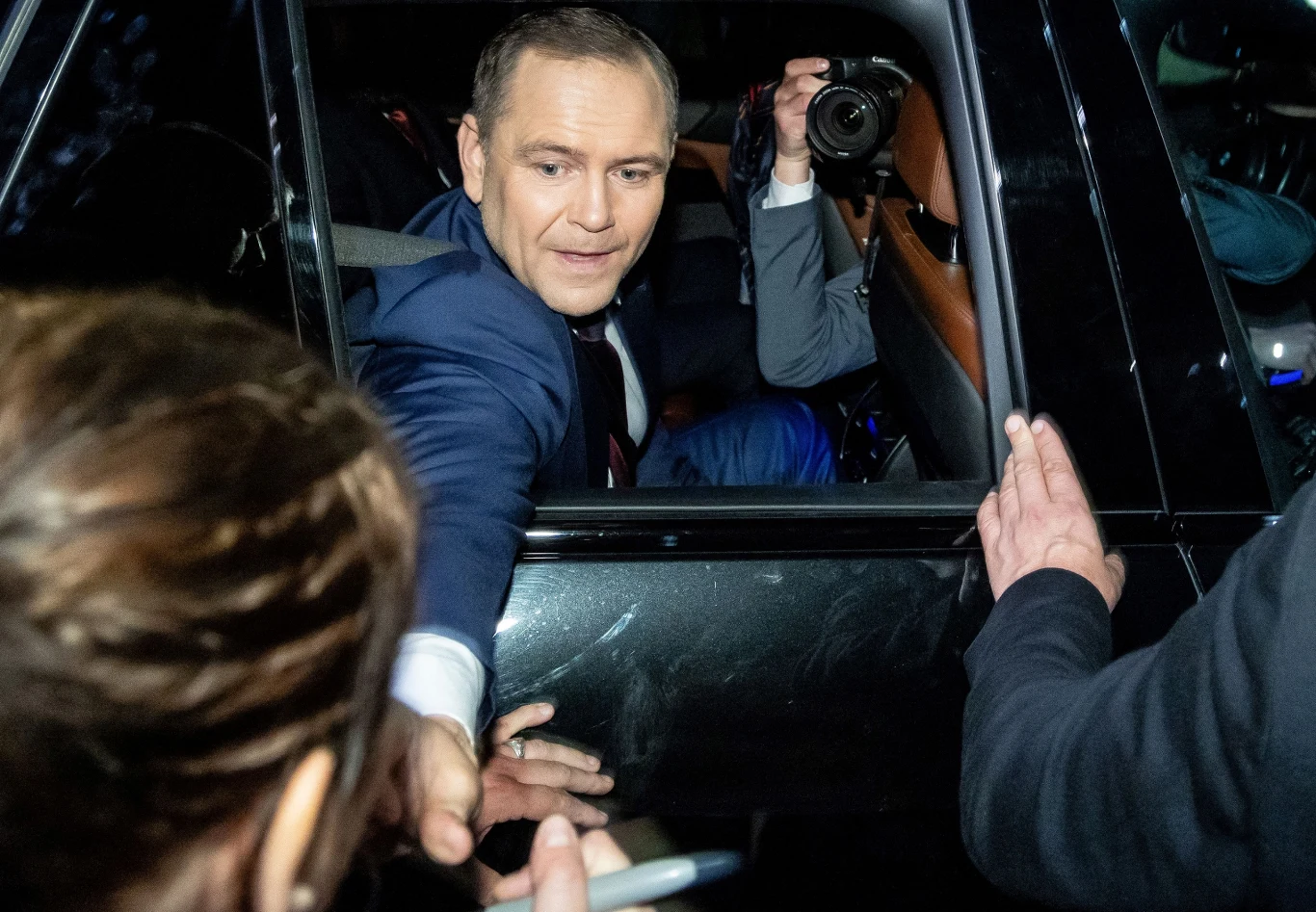 Karol Nawrocki po wyjściu z Pałacu Prezydenckiego po spotkaniu z Andrzejem Dudą