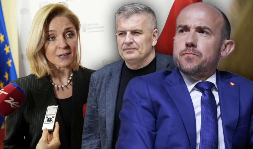 Joanna Mucha i politycy PO Bartosz Arłukowicz oraz Borys Budka Joanna Mucha i politycy PO Bartosz Arłukowicz oraz Borys Budka