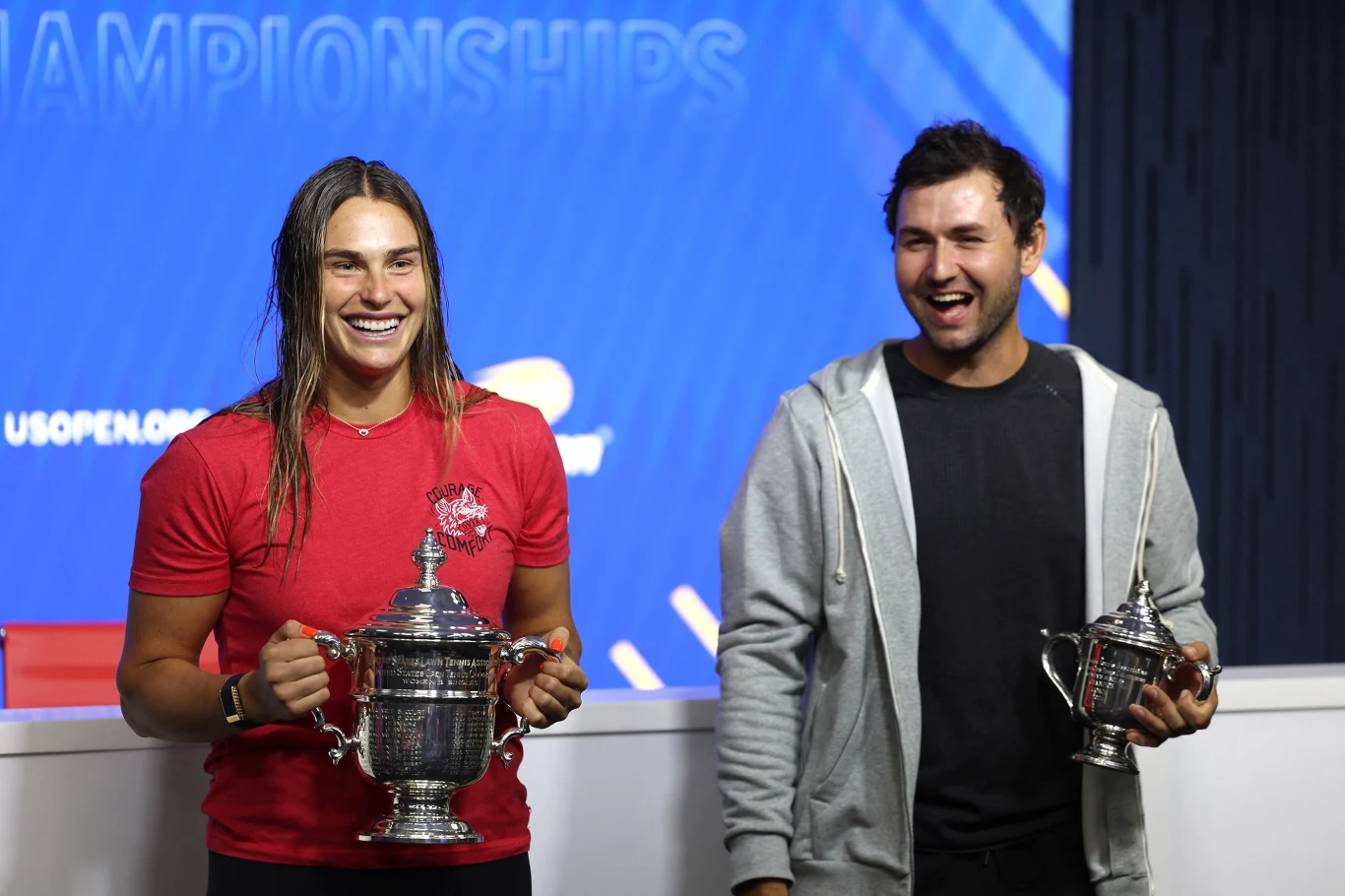 Aryna Sabalenka i jej trener, Anton Dubrov