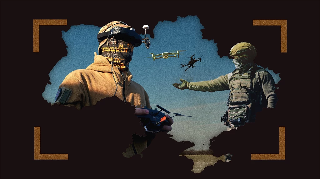 Wojna w Ukrainie to dziś tak naprawdę wojna dronów. Grafika: Aleksandra Włodarczyk Wojna w Ukrainie to dziś tak naprawdę wojna dronów. Grafika: Aleksandra Włodarczyk