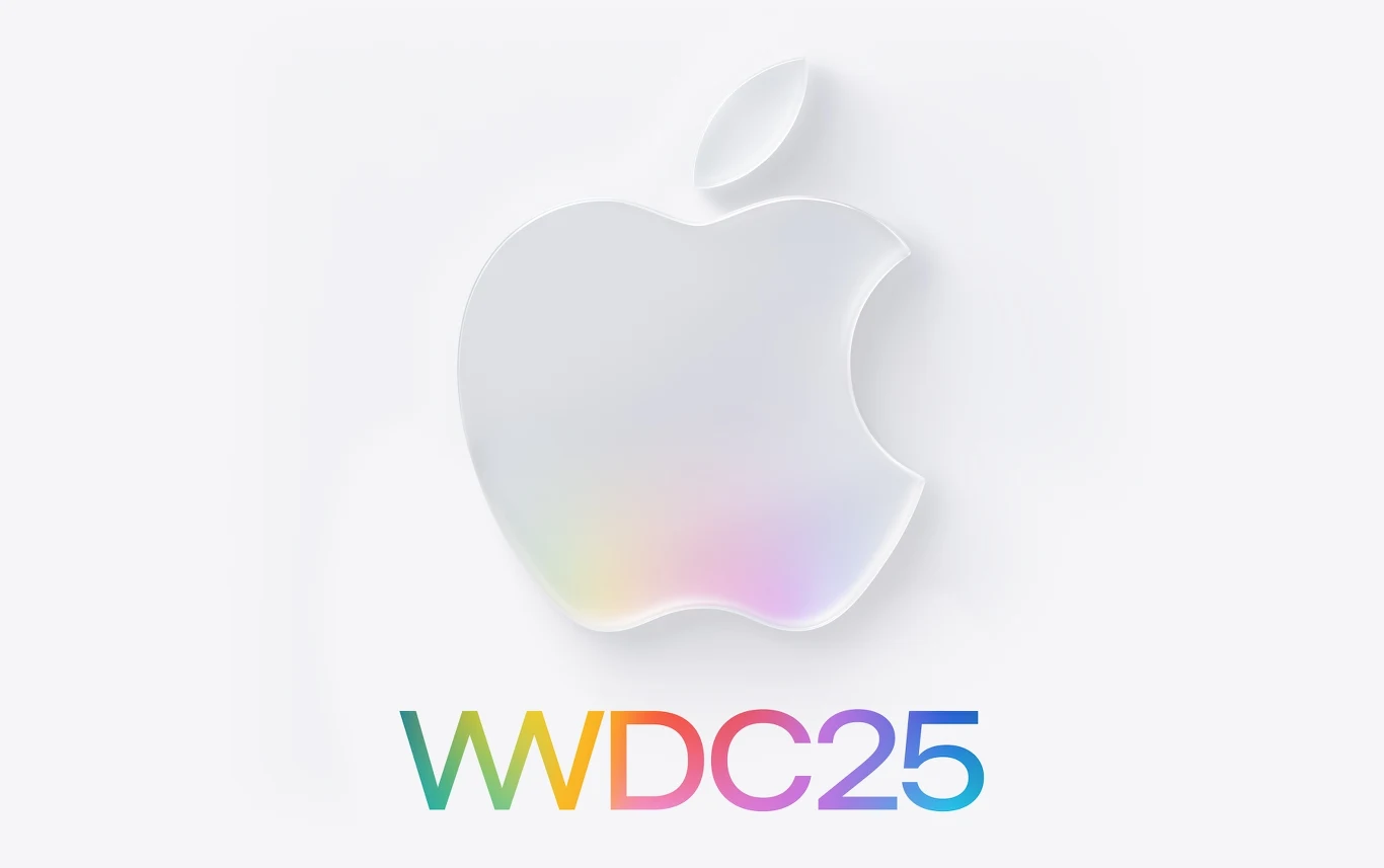 WWDC25 to nie tylko iOS 26. Co pokaże Apple? Duże, białe logo firmy Apple na jednolitym tle, pod logo kolorowy napis WWDC25 z literami w odcieniach zieleni, żółci, czerwieni, niebieskiego i fioletu.