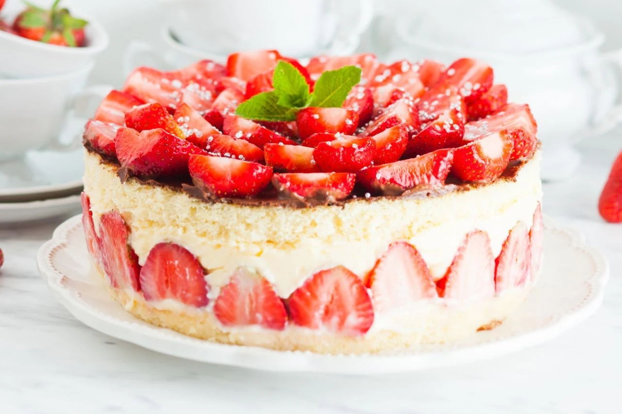 Truskawkowa Korona to ciasto, które może posłużyć za tort okolicznościowy Truskawkowa Korona to ciasto, które może posłużyć za tort okolicznościowy