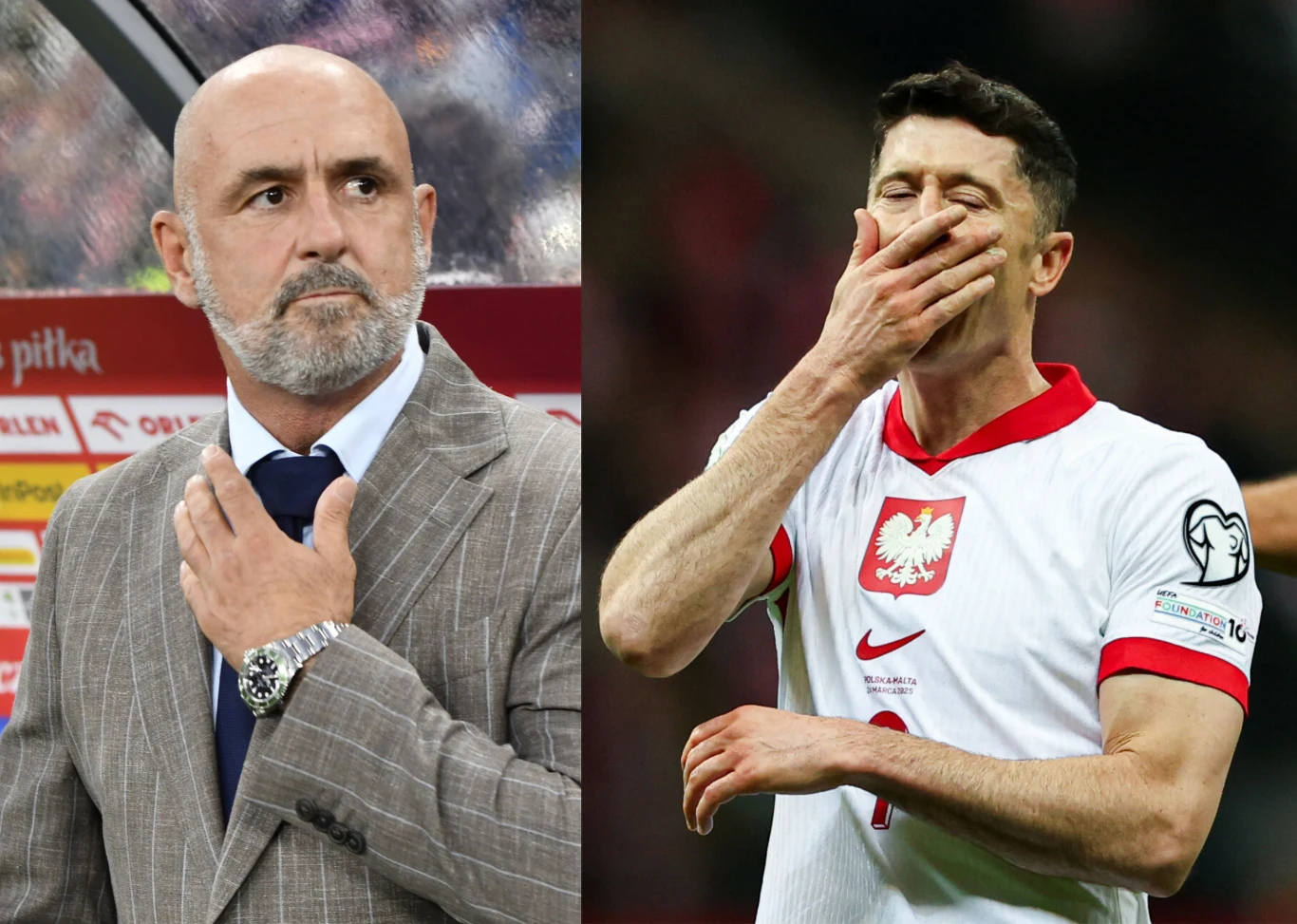 Reprezentacja Polski. Na zdjęciu selekcjoner Michał Probierz i były kapitan Robert Lewandowski Reprezentacja Polski. Na zdjęciu selekcjoner Michał Probierz i były kapitan Robert Lewandowski
