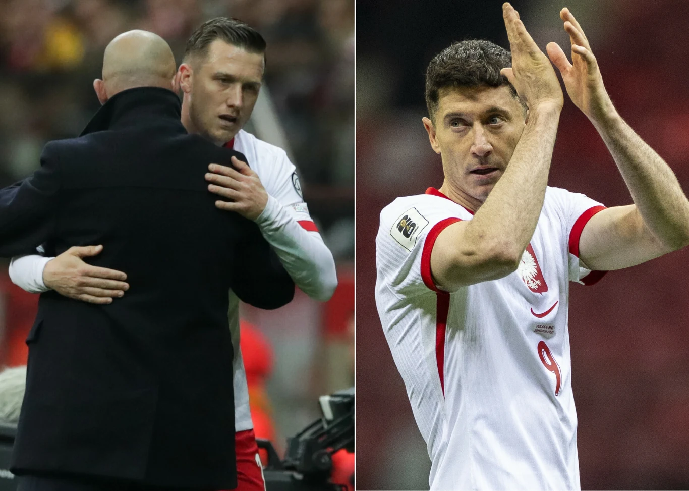 Reprezentacja Polski. Na zdjęciu Michał Probierz, Piotr Zieliński i Robert Lewandowski