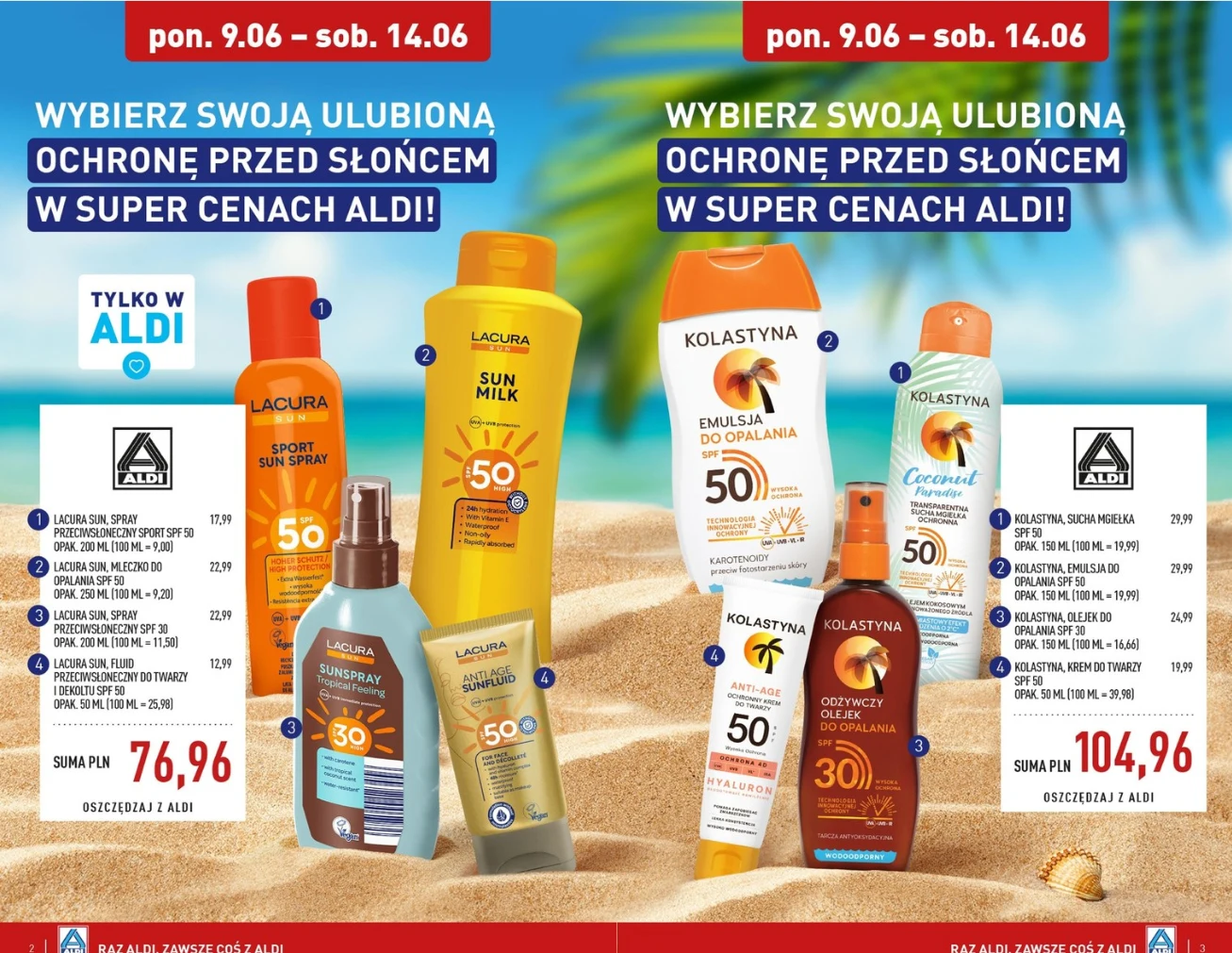 Kosmetyki z SPF w ALDI 