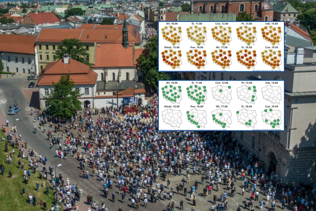 Boże Ciało 2025 może być ciepłe i spokojne w większości kraju. Lokalnie na północy i południu procesje mogą jednak utrudnić przelotne deszcze