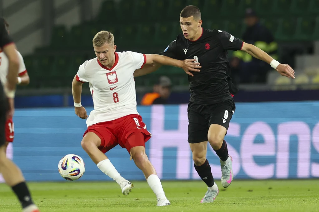 Polska - Gruzja na EURO U-21, 11.06.2025 r., na zdj. Jakub Kałuziński