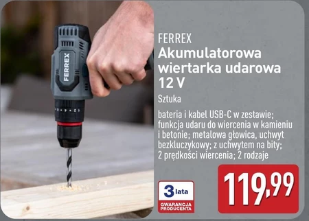 Akumulatorowa wiertarka udarowa Ferrex