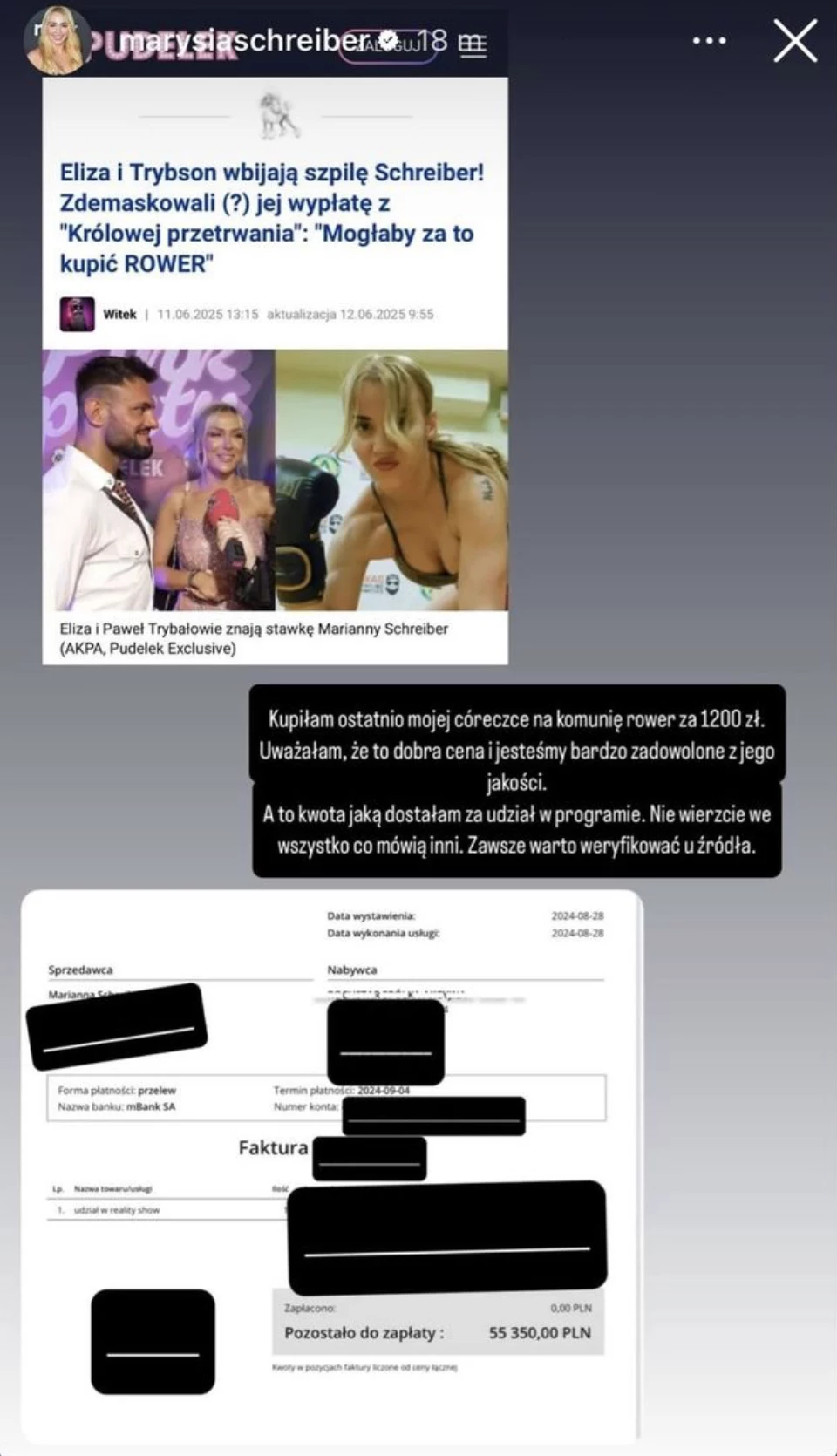 Marianna Schreiber ujawniła, ile zarobiła za udział w "Królowej Przetrwania"