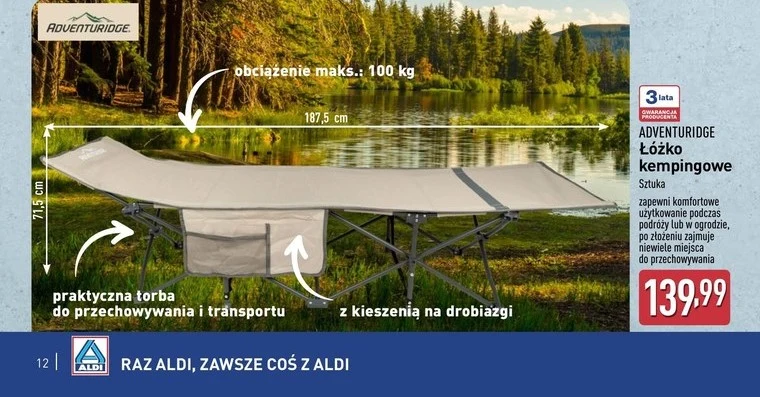 Łózko kempingowe w ALDI Łózko kempingowe w ALDI