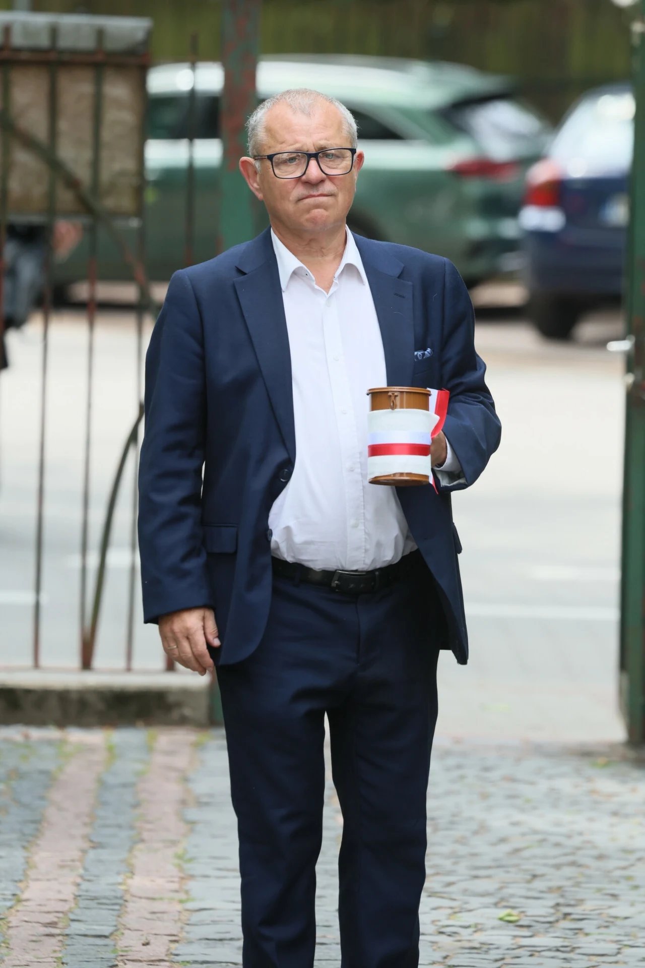 Tadeusz Chudecki na pogrzebie Ewy Dałkowskiej