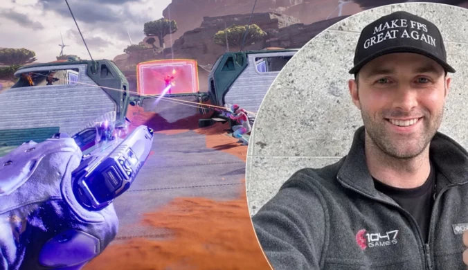 Reżyser Splitgate 2 żałuje decyzji. W tle hasło "Make America Great Again"