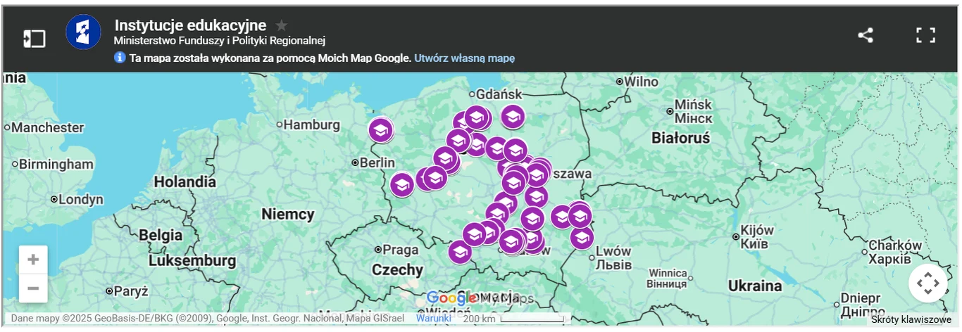 Mapa pokazująca inwestycje sfinansowane dzięki pieniądzom z KPO
