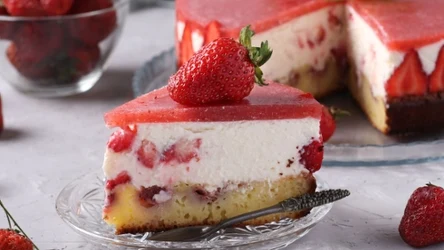 Lekki sernik z pysznym musem z truskawek 