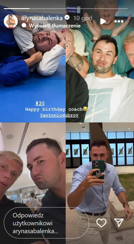 Aryna Sabalenka złożyła życzenia swojemu trenerowi Aryna Sabalenka złożyła życzenia swojemu trenerowi