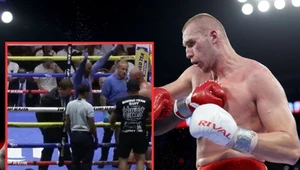 Damian Knyba na głównym planie. W ramce Marcin Siwy w momencie przerywania pojedynku