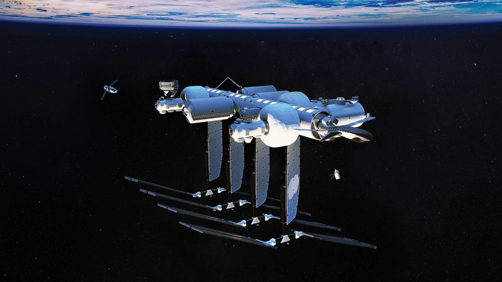 ESA z Blue Origin zapewnią przyszłość ludzi na orbicie po zniszczeniu ISS. Na grafice Orbital Reef. ESA z Blue Origin zapewnią przyszłość ludzi na orbicie po zniszczeniu ISS. Na grafice Orbital Reef.