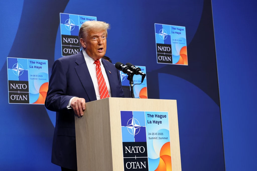 Szczyt w Hadze. Donald Trump podczas konferencji prasowej Szczyt w Hadze. Donald Trump podczas konferencji prasowej