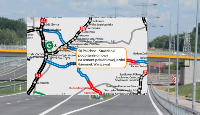 Generalna Dyrekcja Dróg Krajowych i Autostrad zleciła remont drogi S8 w stronę Warszawy. 