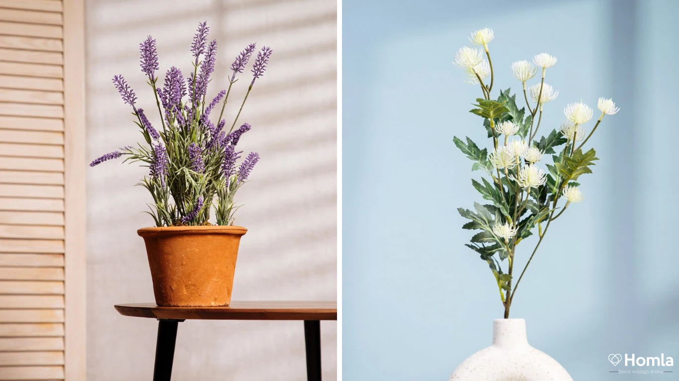 Sztuczne gałązki kwiatowe wprowadzają delikatność i harmonię do wnętrza