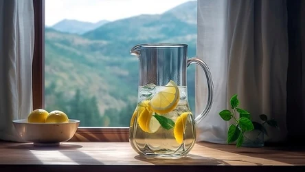 Zamiast sięgać po słodzoną lemoniadę, spróbuj wody wzbogaconej plasterkami owoców.