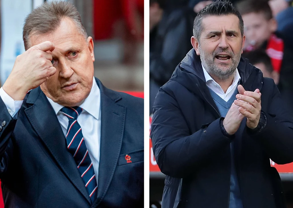 Prezes PZPN Cezary Kulesza (z lewej) nie potrzebuje "miękkiego" selekcjonera. Trener Nenad Bjelica zdaje się spełniać to kryterium Prezes PZPN Cezary Kulesza (z lewej) nie potrzebuje "miękkiego" selekcjonera. Trener Nenad Bjelica zdaje się spełniać to kryterium