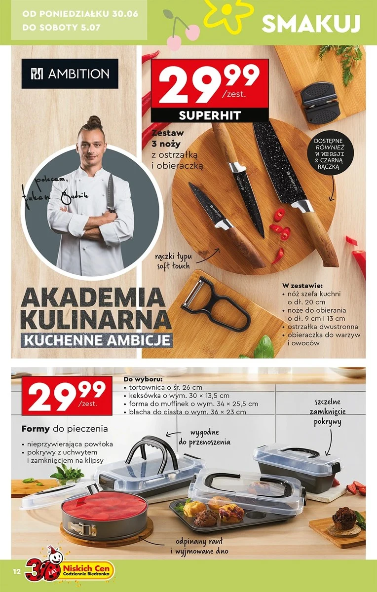 Biedronka przeceniła akcesoria kuchenne Ambition. Garnki, noże i patelnie kupisz za bezcen!