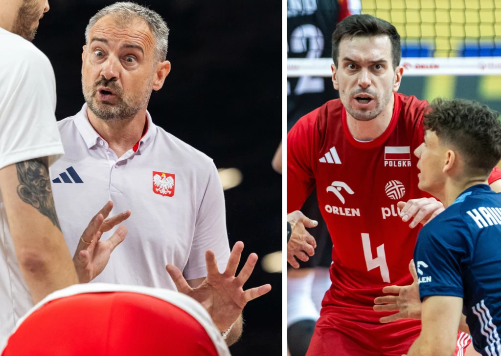 Siatkówka. Na zdjęciu trener reprezentacji Polski Nikola Grbić oraz nasz siatkarz Marcin Komenda Siatkówka. Na zdjęciu trener reprezentacji Polski Nikola Grbić oraz nasz siatkarz Marcin Komenda