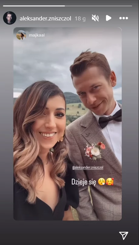 Aleksander i Magdalena Zniszczołowie na ślubie Justyny Żyły Aleksander i Magdalena Zniszczołowie na ślubie Justyny Żyły