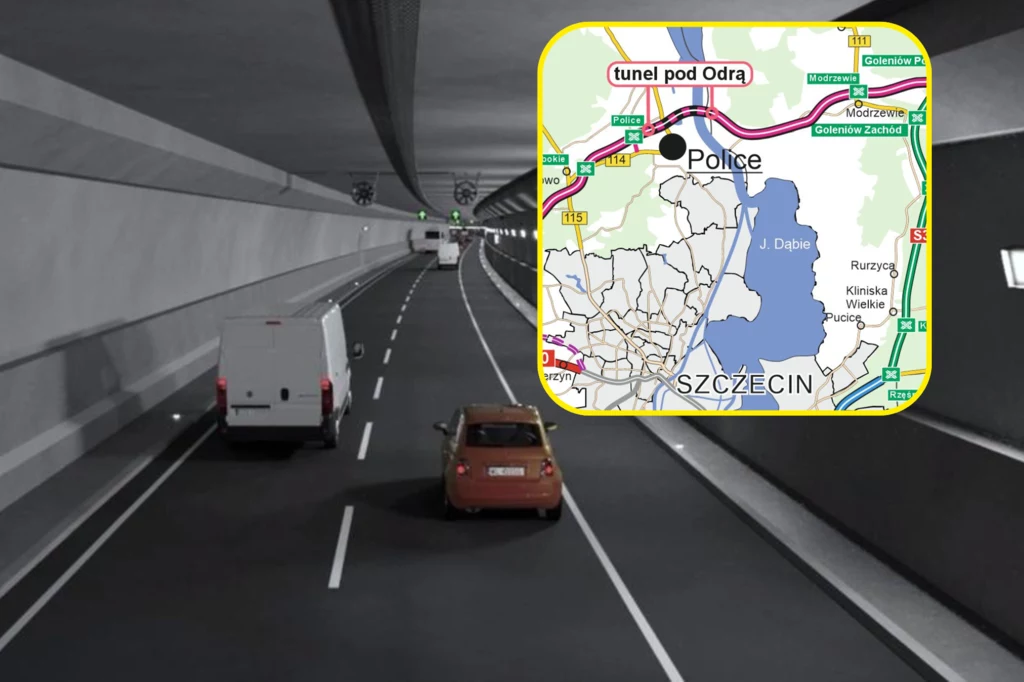 Odcinek Police - Goleniów będzie miał długość 23,4 km, w tym aż 5 km będzie stanowił tunel drogowy pod Odrą. Odcinek Police - Goleniów będzie miał długość 23,4 km, w tym aż 5 km będzie stanowił tunel drogowy pod Odrą.