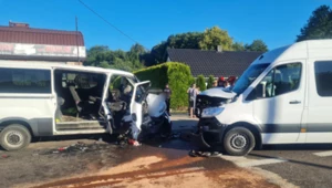 Czołowe zderzenie busów na Lubelszczyźnie. Są ranni, droga zablokowana 