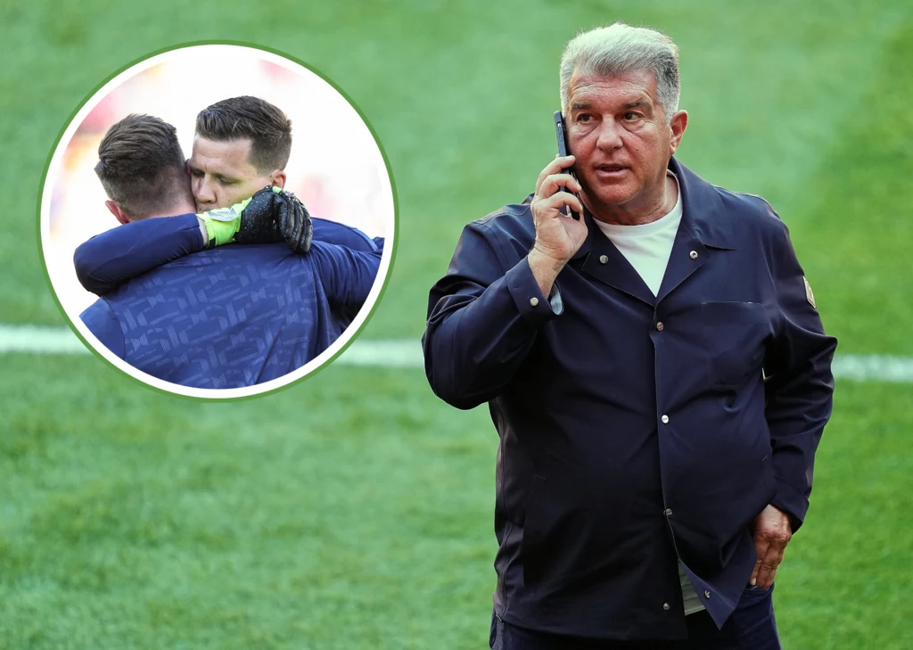 Na zdjęciu prezes FC Barcelona Joan Laporta (z prawej) oraz bramkarze "Dumy Katalonii" - Marc-Andre ter Stegen i Wojciech Szczęsny Na zdjęciu prezes FC Barcelona Joan Laporta (z prawej) oraz bramkarze "Dumy Katalonii" - Marc-Andre ter Stegen i Wojciech Szczęsny
