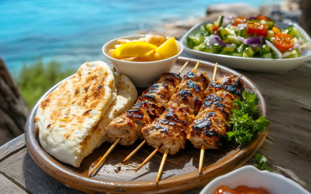 Przepis na udanego grilla - greckie souvlaki, pita i pyszna sałatka
