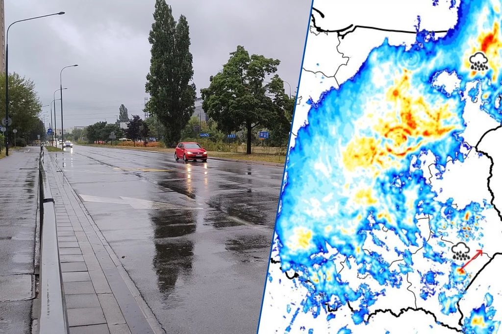 W środę po południu najwięcej deszczu pada od Podlasia, przez Mazowsze, Ziemię Łódzką, Kielecczyznę po Śląsk i Małopolskę W środę po południu najwięcej deszczu pada od Podlasia, przez Mazowsze, Ziemię Łódzką, Kielecczyznę po Śląsk i Małopolskę