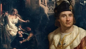 Jan Olbracht na obrazie Marcello Bacciarellego. W tle "Nocne przygody Jana Olbrachta i Kallimacha" pędzla Jana Matejki