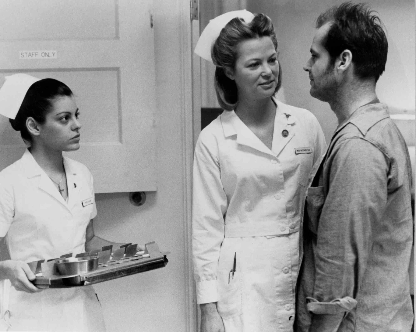 Louise Fletcher i Jack Nicholson w scenie z filmu "Lot na kukułczym gniazdem"