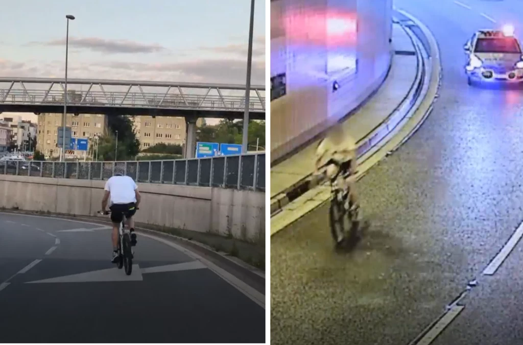 Pościg za rowerzystą w tunelu Blanka. Pościg za rowerzystą w tunelu Blanka.