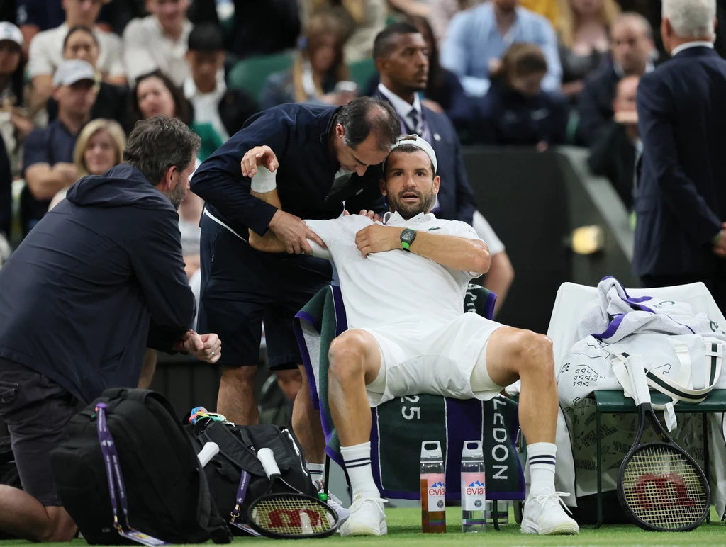 Gregor Dimitrov poddał mecz na Wimbledonie Gregor Dimitrov poddał mecz na Wimbledonie