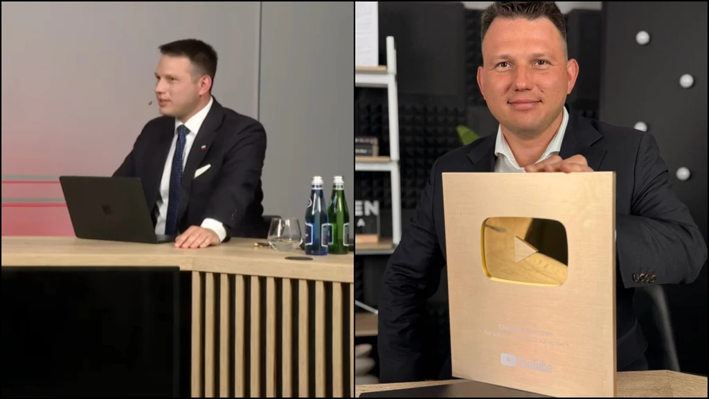 Sławomir Mentzen zdobył złoty przycisk YouTube Sławomir Mentzen zdobył złoty przycisk YouTube