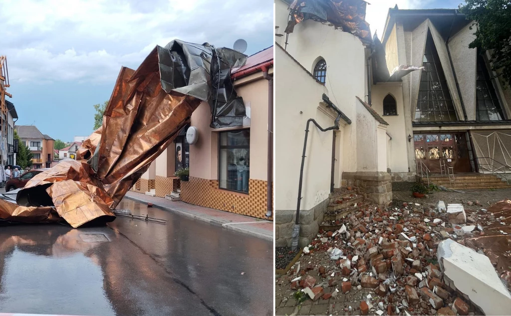 Zerwany dach kościóła św. Jakuba w Brzesku Zerwany dach kościóła św. Jakuba w Brzesku