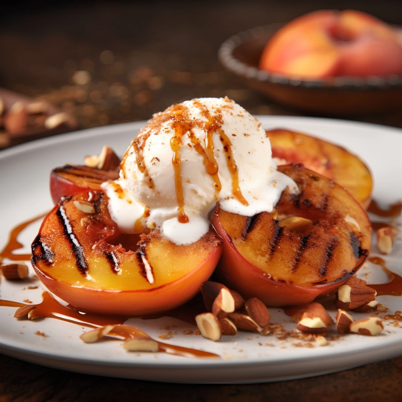 Lody z grillowaną brzoskwinią