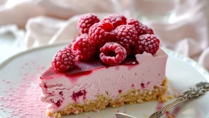 Malinowe ciasto z kremem na herbatnikach 