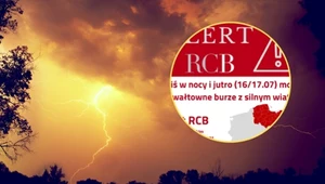 Z powodu burz wydano alert RCB dla trzech województw na północy Polski. Może dochodzić do przerw w dostawie prądu