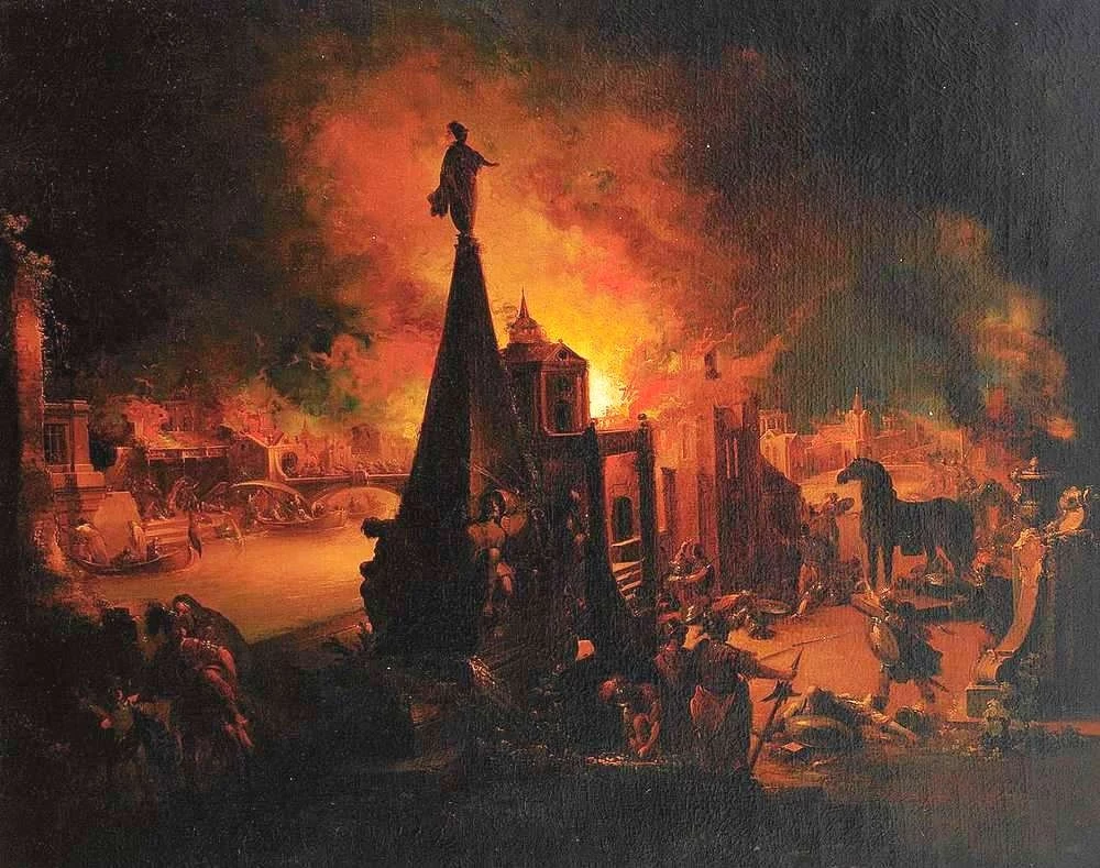 Spalenie Troi (1759–1762), obraz olejny Johanna Georga Trautmanna