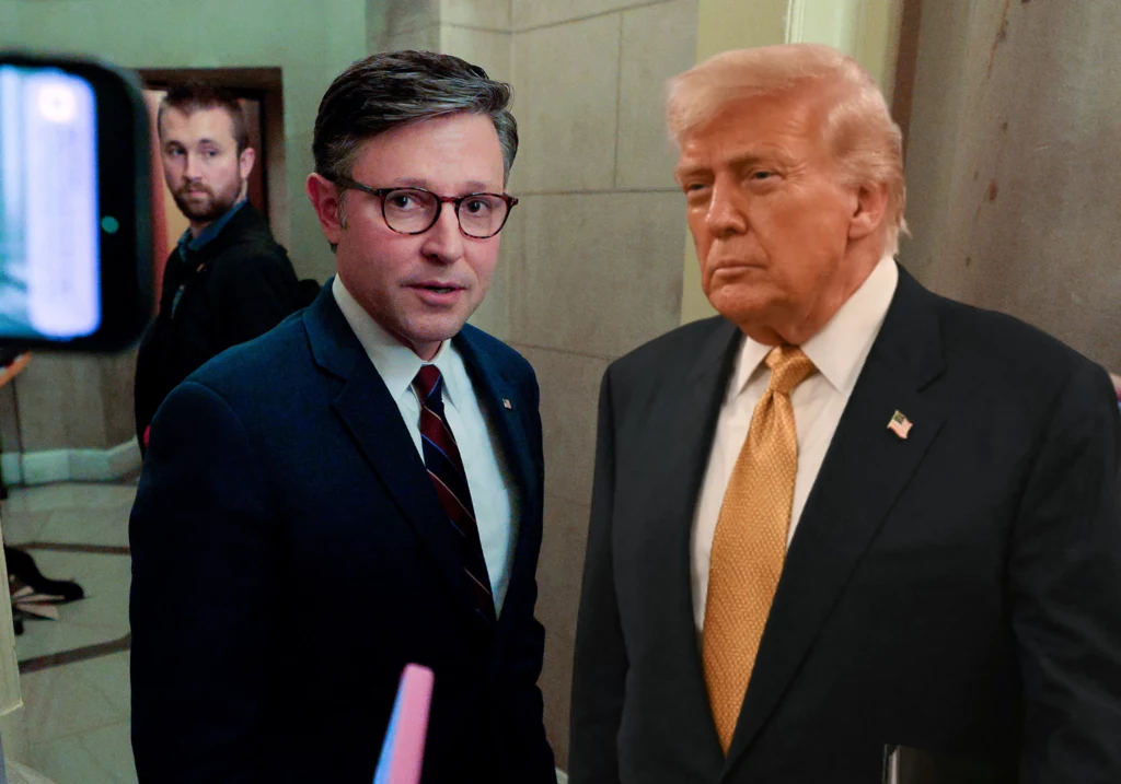 Przewodniczący Izby Reprezentantów USA Mike Johnson oraz prezydent Donald Trump