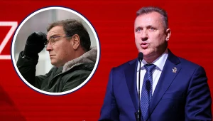 Selekcjoner reprezentacji Polski Jan Urban oraz prezes PZPN Cezary Kulesza